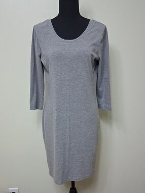 Lolë Louisa Grey Scoop Neck V Back With T Strap 3/4 Sleeve Midi Yoga Casual M